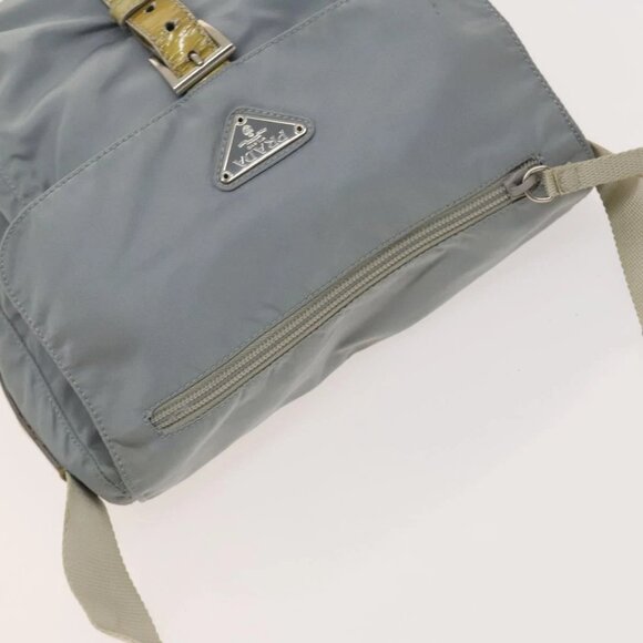 PRADA Shoulder Bag Nylon Light Blue Silver Auth - Picture 12 of 16